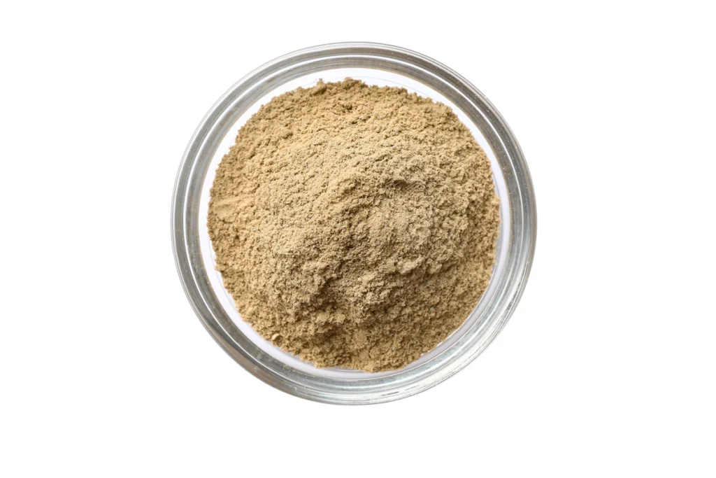 Hojicha powder in a glass